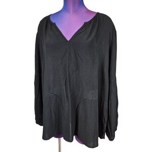 Old Navy Black Rayon Balloon Sleeve Peasant Blouse Size 2XL Women's‎ Plus